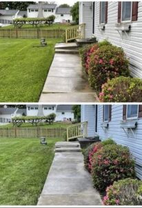 BEFORE AND AFTER of a Sidewalk, step lift and level