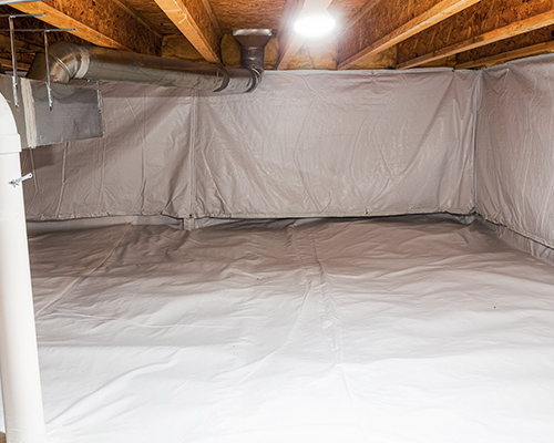 crawl-space-insulation Newly insulated residential crawl space.