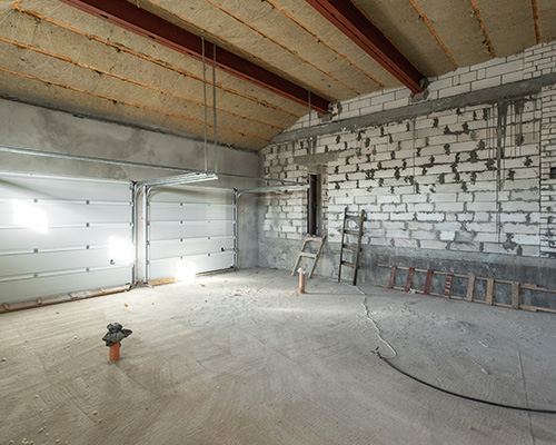 garage-insulation-hanover-pa Garage with insulation installed along ceiling.