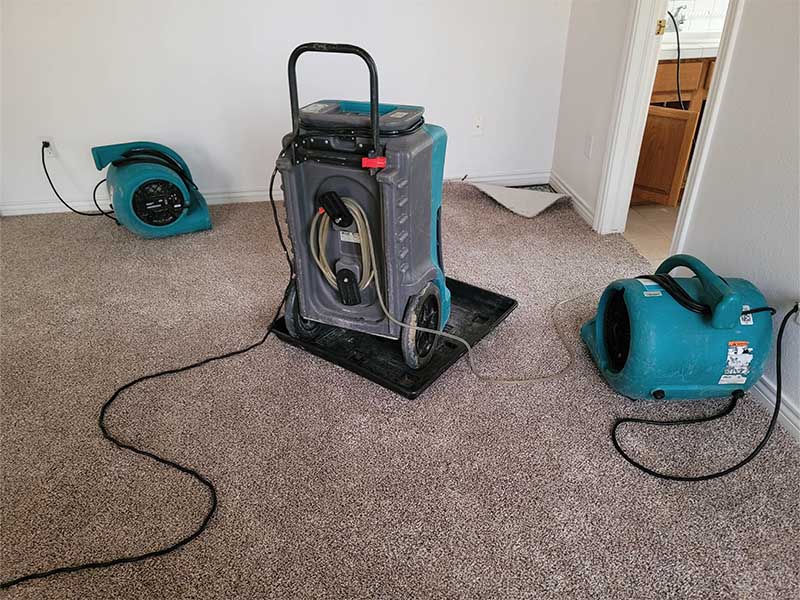 restoration-services-littlestown-pa Air movers placed around living room.